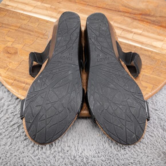 NAOT Royalty Black/Grey Banded Wedge Sandals Size 39 Euro 8 US - Picture 7 of 7